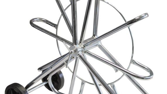 avvolgitore verticale in acciaio per sonde diametro 6 mm con ruote